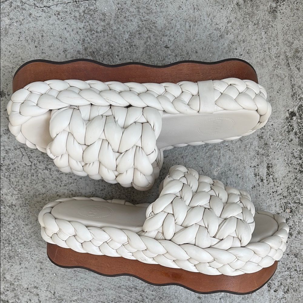 Chloe braided wavy slide sandals